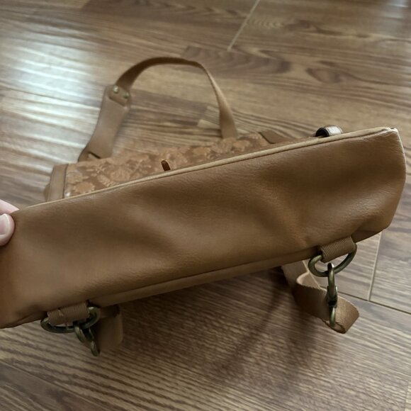 The Sak Travel Brown Embossed Leather Ventura Convertible Backpack Messenger Bag - Picture 7 of 14